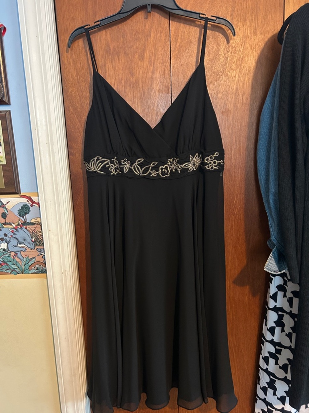 Donna Morgan Black Dress with Lace Trim